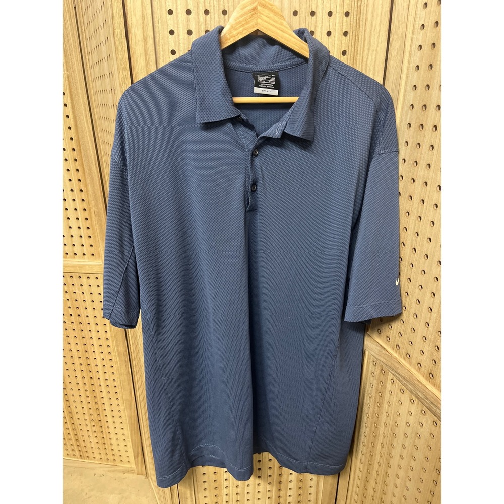 Nike Golf Dri-FIT Polo Shirt Mens XL Blue Short Sleeve Textured Waffle Knit